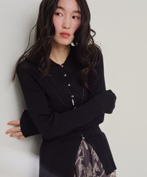 冷感シルクタッチポロ襟カーディガン