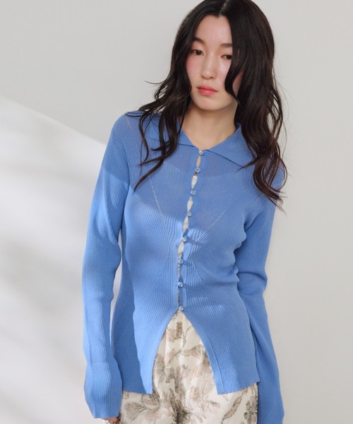 Shelly island(シェリーアイランド)の「冷感シルクタッチポロ襟カーディガン(カーディガン/ボレロ・レディース・ブラック/ピンク/ホワイト/ブルー・FREE)」の18枚目の写真