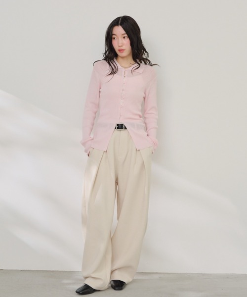 Shelly island(シェリーアイランド)の「冷感シルクタッチポロ襟カーディガン(カーディガン/ボレロ・レディース・ブラック/ピンク/ホワイト/ブルー・FREE)」の16枚目の写真