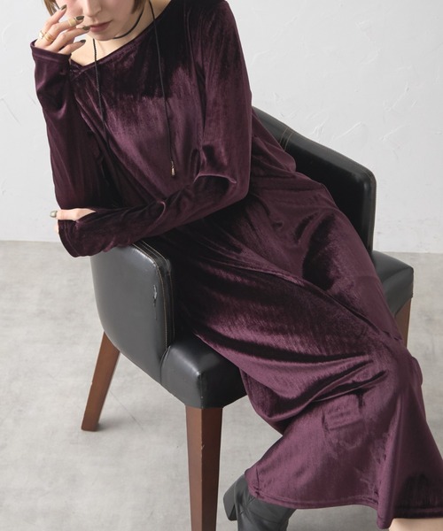 ベロアワンピース（ワンピース）｜deux amour（ドゥーザムール）の