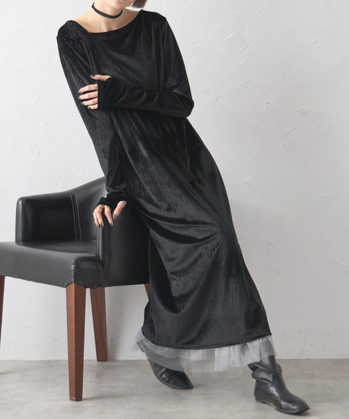 ベロアワンピース（ワンピース）｜deux amour（ドゥーザムール）の