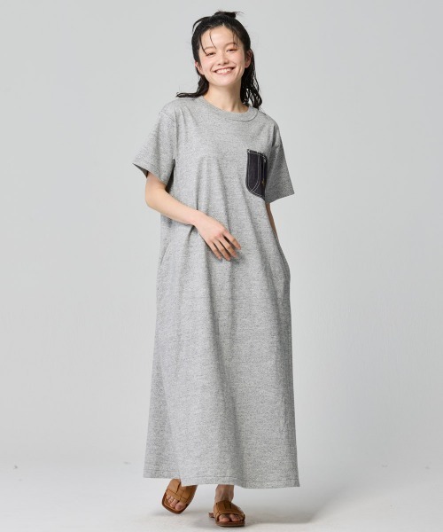 KRIFF MAYER Lady's Collection(クリフメイヤーレディースコレクション)の「【綿100%】やわらかヘビー天竺デニムポケットワンピ(ワンピース・レディース・チャコール/グレー/ナチュラル・LARGE/MEDIUM)」の2枚目の写真