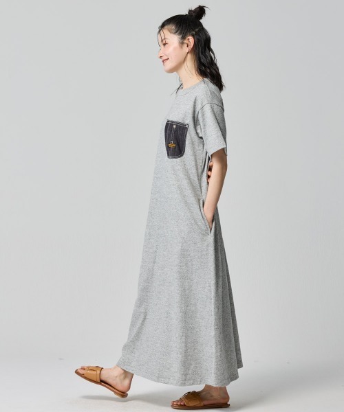 KRIFF MAYER Lady's Collection(クリフメイヤーレディースコレクション)の「【綿100%】やわらかヘビー天竺デニムポケットワンピ(ワンピース・レディース・チャコール/グレー/ナチュラル・LARGE/MEDIUM)」の4枚目の写真