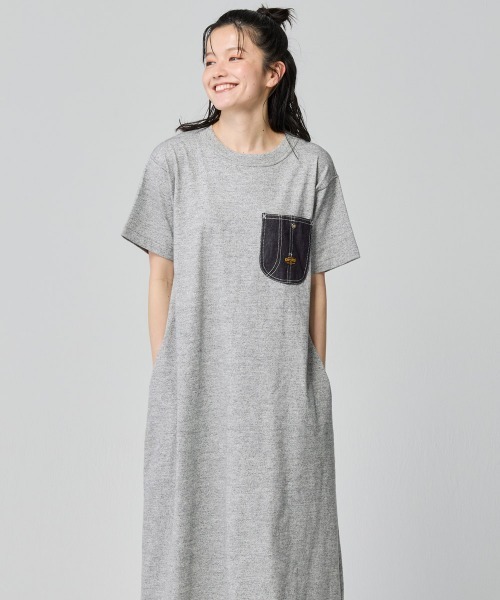 KRIFF MAYER Lady's Collection(クリフメイヤーレディースコレクション)の「【綿100%】やわらかヘビー天竺デニムポケットワンピ(ワンピース・レディース・チャコール/グレー/ナチュラル・LARGE/MEDIUM)」の6枚目の写真
