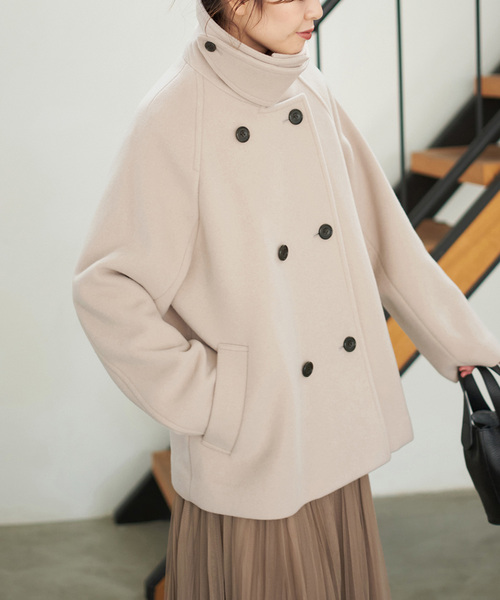 Spick & Span（スピックアンドスパン）の「《追加3》S160スタンドカラーショートコート（その他アウター・レディース・ベージュ/ブラック・34/38/36）」の2枚目の写真