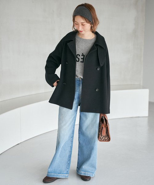 Spick & Span（スピックアンドスパン）の「《追加3》S160スタンドカラーショートコート（その他アウター・レディース・ベージュ/ブラック・34/38/36）」の3枚目の写真