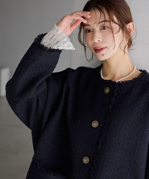 studio CLIP(スタディオクリップ)の「【WEB限定】袖フレアレースプルオーバー《オケージョン2026SS》(Tシャツ/カットソー・レディース・オフホワイト/ブラック・FREE)」の10枚目の写真