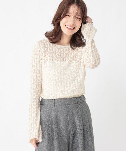 studio CLIP(スタディオクリップ)の「【WEB限定】袖フレアレースプルオーバー《オケージョン2026SS》(Tシャツ/カットソー・レディース・オフホワイト/ブラック・FREE)」の13枚目の写真