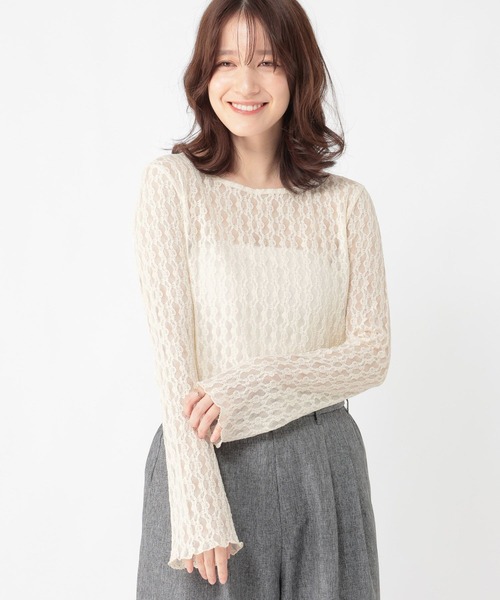 studio CLIP(スタディオクリップ)の「【WEB限定】袖フレアレースプルオーバー《オケージョン2026SS》(Tシャツ/カットソー・レディース・オフホワイト/ブラック・FREE)」の14枚目の写真