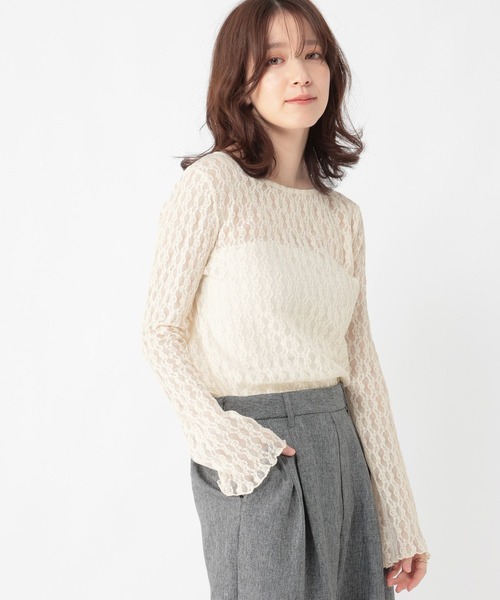 studio CLIP(スタディオクリップ)の「【WEB限定】袖フレアレースプルオーバー《オケージョン2026SS》(Tシャツ/カットソー・レディース・オフホワイト/ブラック・FREE)」の15枚目の写真