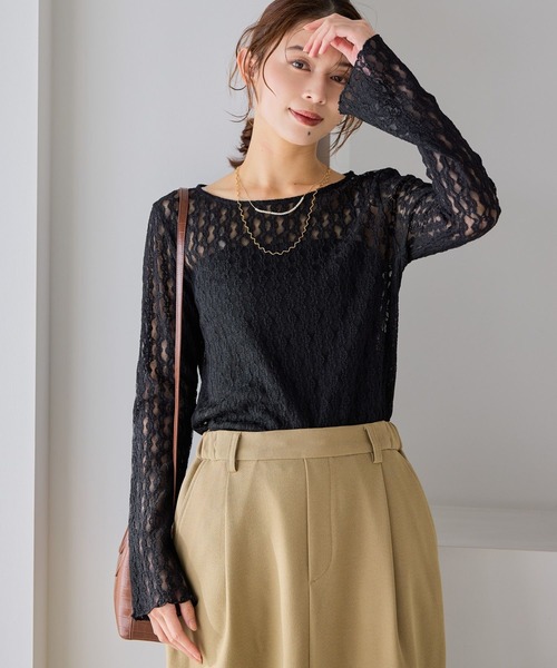studio CLIP(スタディオクリップ)の「【WEB限定】袖フレアレースプルオーバー《オケージョン2026SS》(Tシャツ/カットソー・レディース・オフホワイト/ブラック・FREE)」の20枚目の写真