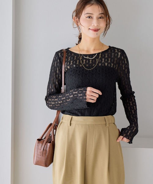 studio CLIP(スタディオクリップ)の「【WEB限定】袖フレアレースプルオーバー《オケージョン2026SS》(Tシャツ/カットソー・レディース・オフホワイト/ブラック・FREE)」の21枚目の写真