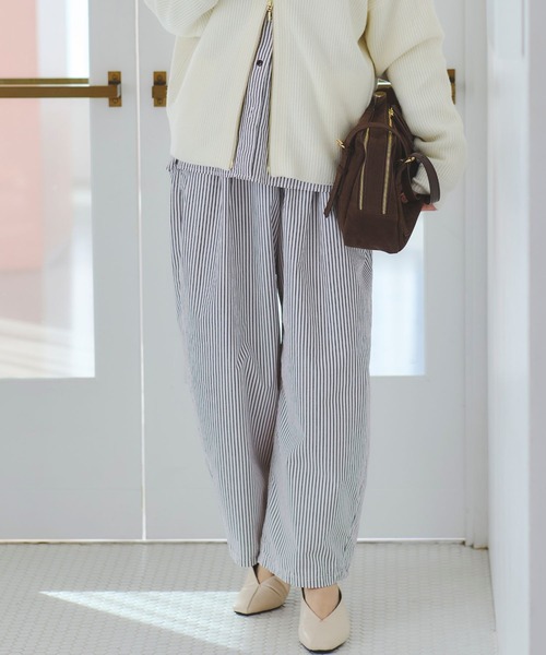 Elura（エルーラ）の「アイロンいらずワイドパンツ/634738（その他パンツ・レディース・ダークブラウン/ブラウン/ライトブルー/ライトピンク/キャメル・FREE）」の3枚目の写真