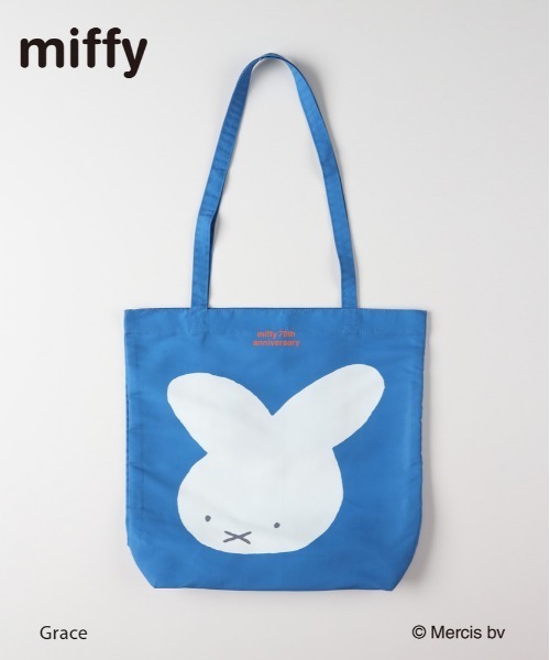 Right-on(ライトオン)の「【miffy】70周年限定 ボアポーチ内蔵 折りたたみエコバッグ (トートバッグ / コンパクト収納 / ギフト)(エコバッグ/サブバッグ・レディース・ブルー・ONE SIZE)」の2枚目の写真