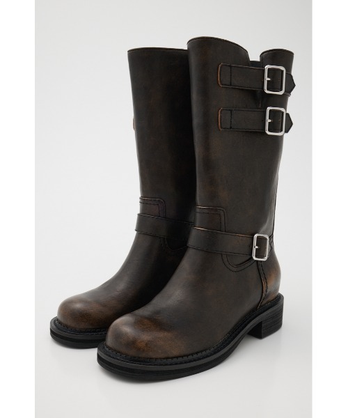 MOUSSY（マウジー）の「BELTED BIKER ブーツ（ブーツ・レディース・ダークブラウン・SMALL/MEDIUM/LARGE）」の3枚目の写真