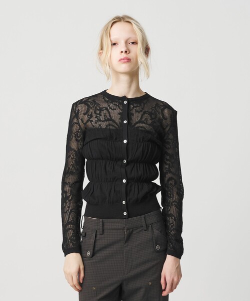 ATTISESSION（アティセッション）の「＜ATTISESSION＞レース ジャガード カーディガン（カーディガン/ボレロ・レディース・ベージュ/ブラック・FREE）」の3枚目の写真