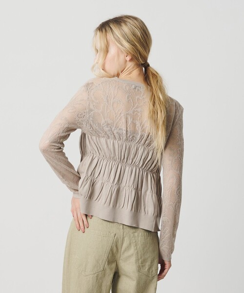 ATTISESSION（アティセッション）の「＜ATTISESSION＞レース ジャガード カーディガン（カーディガン/ボレロ・レディース・ベージュ/ブラック・FREE）」の5枚目の写真