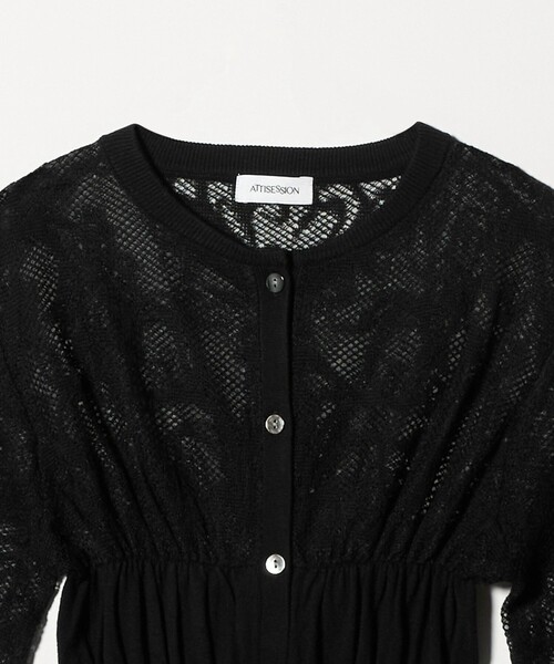 ATTISESSION（アティセッション）の「＜ATTISESSION＞レース ジャガード カーディガン（カーディガン/ボレロ・レディース・ベージュ/ブラック・FREE）」の14枚目の写真