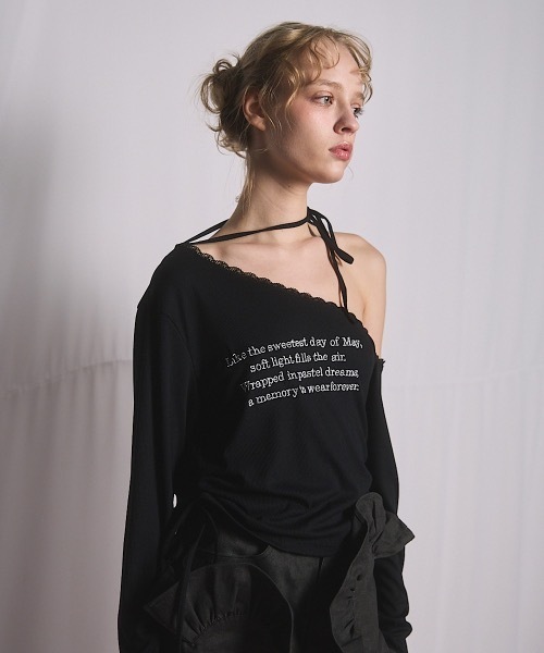 lilLilly(リルリリー)の「ワンショルレーストップス(Tシャツ/カットソー・レディース・ブラック/ホワイト/オレンジ・FREE)」の12枚目の写真