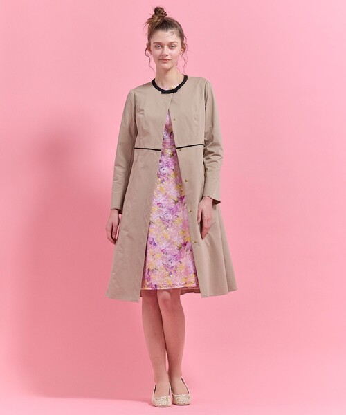 TOCCA(トッカ)の「BOW MELODY コート(ノーカラーコート・レディース・ベージュ系/ネイビー系5・0/2/4/6)」の5枚目の写真
