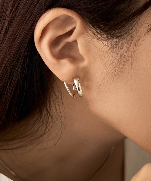 PHILIPPE AUDIBERT（フィリップ オーディベール）の「【PHILIPPE AUDIBERT】Virginia フープピアス BO6737 AR（ピアス（両耳用）・レディース・シルバー・FREE）」の2枚目の写真