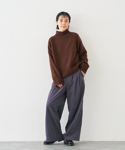 collex（コレックス）の「ハイネック2WAYプルオーバー（ニット/セーター・レディース・ブラウン/ネイビー/アイボリー・フリー）」の9枚目の写真