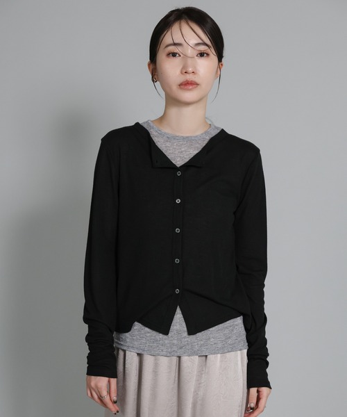 select MOCA Et（セレクトモカエト）の「【Et】Bicolor Tank Top Cardigan Set（カーディガン/ボレロ・レディース・グレー/ブラック/グレイッシュベージュ・FREE）」の2枚目の写真