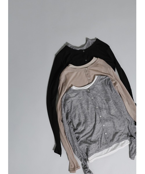 select MOCA Et（セレクトモカエト）の「【Et】Bicolor Tank Top Cardigan Set（カーディガン/ボレロ・レディース・グレー/ブラック/グレイッシュベージュ・FREE）」の15枚目の写真