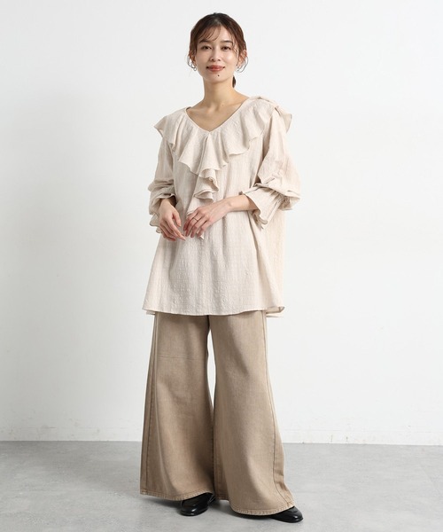 studio CLIP（スタディオクリップ）の「フリルカラーチェックブラウス（シャツ/ブラウス・レディース・ライトグレー/ブラウン/ネイビー・FREE）」の7枚目の写真