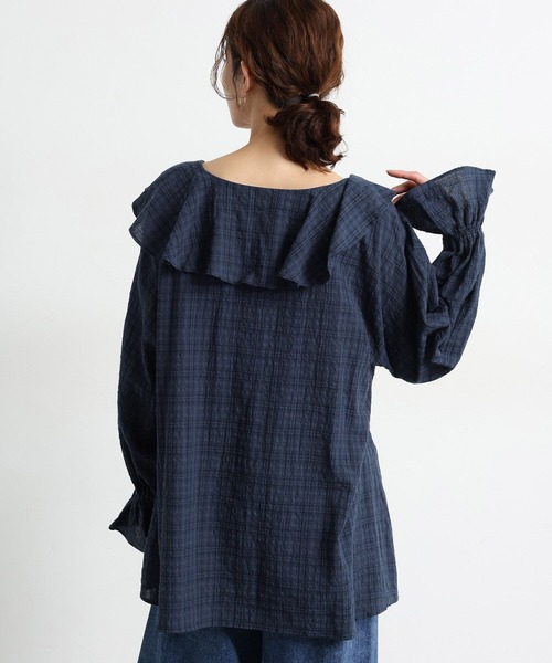 studio CLIP（スタディオクリップ）の「フリルカラーチェックブラウス（シャツ/ブラウス・レディース・ライトグレー/ブラウン/ネイビー・FREE）」の17枚目の写真