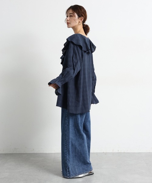 studio CLIP（スタディオクリップ）の「フリルカラーチェックブラウス（シャツ/ブラウス・レディース・ライトグレー/ブラウン/ネイビー・FREE）」の20枚目の写真