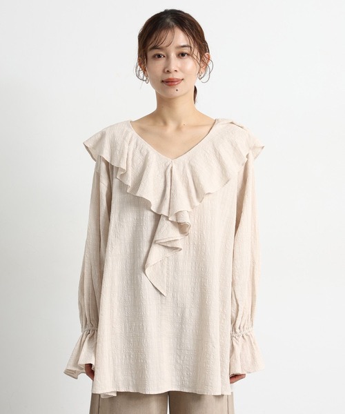 studio CLIP（スタディオクリップ）の「フリルカラーチェックブラウス（シャツ/ブラウス・レディース・ライトグレー/ブラウン/ネイビー・FREE）」の21枚目の写真