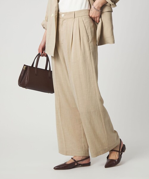 green label relaxing（グリーンレーベルリラクシング）の「［size SHORT/TALLあり］シアーエア ワイド パンツ マシンウォッシャブル（その他パンツ・レディース・ブラック/ベージュ/ダークブラウン・SHORT/TALL/40/38/36/34）」の14枚目の写真