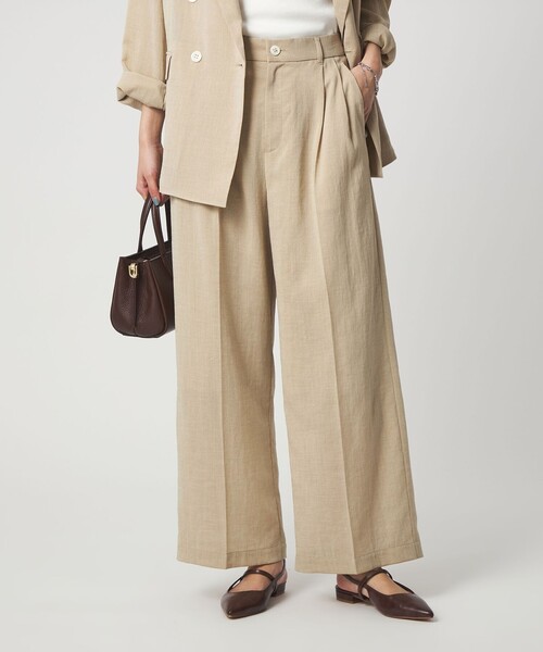 green label relaxing（グリーンレーベルリラクシング）の「［size SHORT/TALLあり］シアーエア ワイド パンツ マシンウォッシャブル（その他パンツ・レディース・ブラック/ベージュ/ダークブラウン・SHORT/TALL/40/38/36/34）」の13枚目の写真