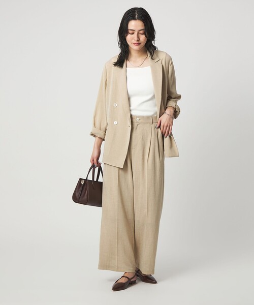 green label relaxing（グリーンレーベルリラクシング）の「［size SHORT/TALLあり］シアーエア ワイド パンツ マシンウォッシャブル（その他パンツ・レディース・ブラック/ベージュ/ダークブラウン・SHORT/TALL/40/38/36/34）」の12枚目の写真