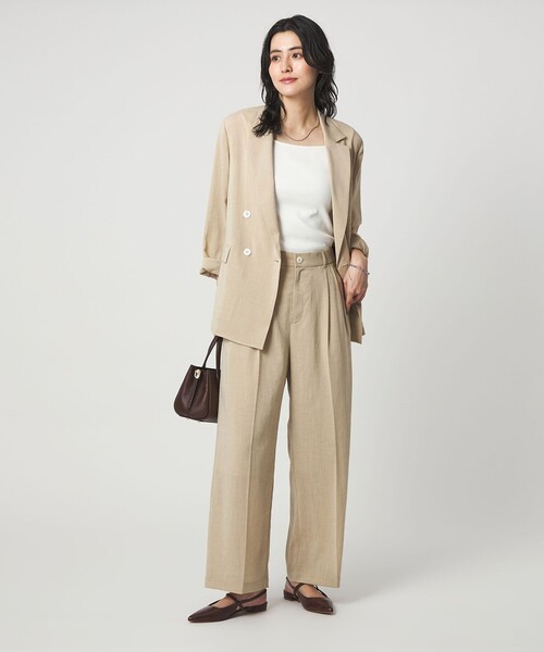 green label relaxing（グリーンレーベルリラクシング）の「［size SHORT/TALLあり］シアーエア ワイド パンツ マシンウォッシャブル（その他パンツ・レディース・ブラック/ベージュ/ダークブラウン・SHORT/TALL/40/38/36/34）」の11枚目の写真