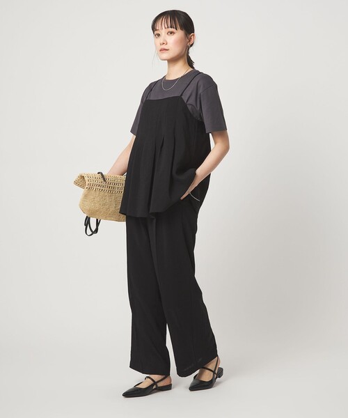 green label relaxing（グリーンレーベルリラクシング）の「［size SHORT/TALLあり］シアーエア ワイド パンツ マシンウォッシャブル（その他パンツ・レディース・ブラック/ベージュ/ダークブラウン・SHORT/TALL/40/38/36/34）」の9枚目の写真
