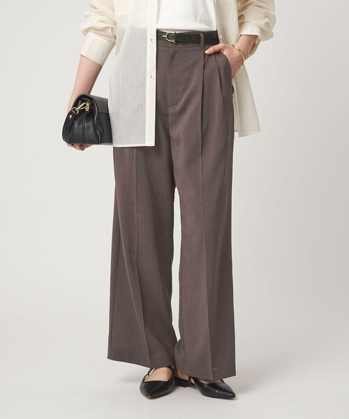 green label relaxing（グリーンレーベルリラクシング）の「［size SHORT/TALLあり］シアーエア ワイド パンツ マシンウォッシャブル（その他パンツ・レディース・ブラック/ベージュ/ダークブラウン・SHORT/TALL/40/38/36/34）」の7枚目の写真