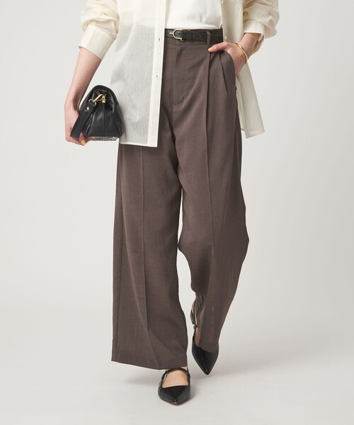green label relaxing（グリーンレーベルリラクシング）の「［size SHORT/TALLあり］シアーエア ワイド パンツ マシンウォッシャブル（その他パンツ・レディース・ブラック/ベージュ/ダークブラウン・SHORT/TALL/40/38/36/34）」の6枚目の写真