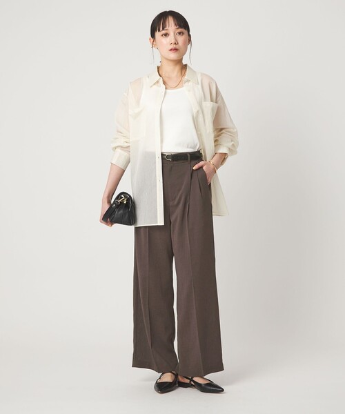 green label relaxing（グリーンレーベルリラクシング）の「［size SHORT/TALLあり］シアーエア ワイド パンツ マシンウォッシャブル（その他パンツ・レディース・ブラック/ベージュ/ダークブラウン・SHORT/TALL/40/38/36/34）」の5枚目の写真