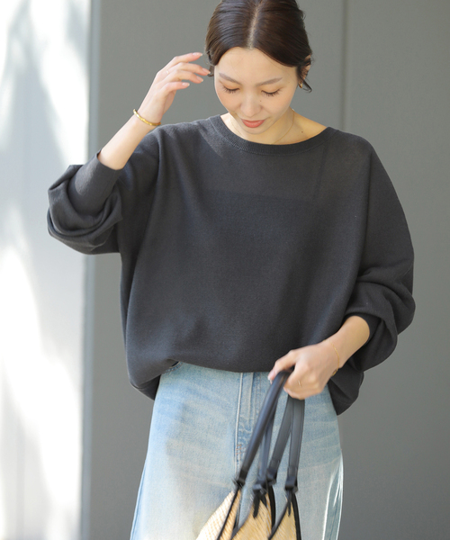 JOURNAL STANDARD relume（ジャーナルスタンダード　レリューム）の「リネンミックスシアードルマンプルオーバー（ニット/セーター・レディース・ブラック系その他/ライトグレー/レッド・FREE）」の2枚目の写真