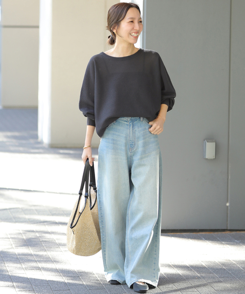 JOURNAL STANDARD relume（ジャーナルスタンダード　レリューム）の「リネンミックスシアードルマンプルオーバー（ニット/セーター・レディース・ブラック系その他/ライトグレー/レッド・FREE）」の4枚目の写真