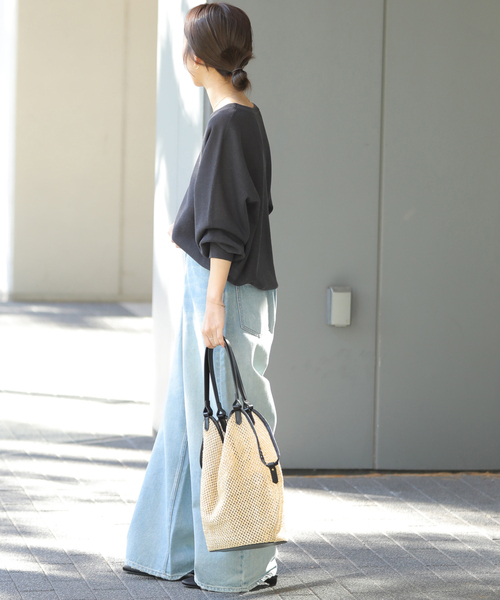 JOURNAL STANDARD relume（ジャーナルスタンダード　レリューム）の「リネンミックスシアードルマンプルオーバー（ニット/セーター・レディース・ブラック系その他/ライトグレー/レッド・FREE）」の5枚目の写真