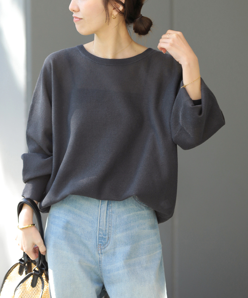 JOURNAL STANDARD relume（ジャーナルスタンダード　レリューム）の「リネンミックスシアードルマンプルオーバー（ニット/セーター・レディース・ブラック系その他/ライトグレー/レッド・FREE）」の8枚目の写真