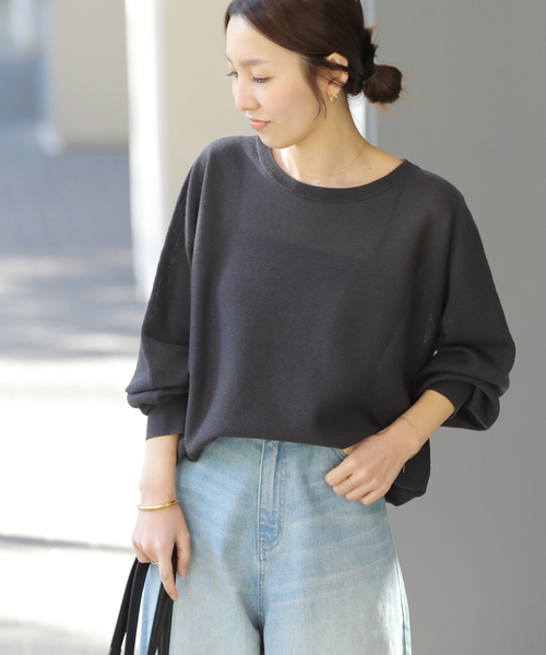 JOURNAL STANDARD relume（ジャーナルスタンダード　レリューム）の「リネンミックスシアードルマンプルオーバー（ニット/セーター・レディース・ブラック系その他/ライトグレー/レッド・FREE）」の10枚目の写真