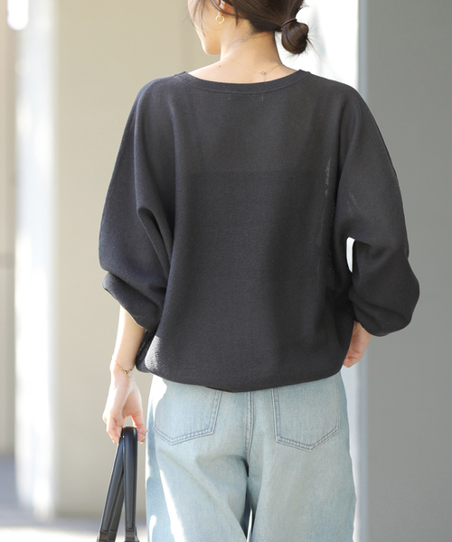 JOURNAL STANDARD relume（ジャーナルスタンダード　レリューム）の「リネンミックスシアードルマンプルオーバー（ニット/セーター・レディース・ブラック系その他/ライトグレー/レッド・FREE）」の12枚目の写真