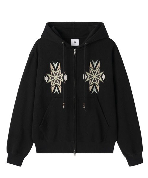 OY（オーワイ）の「『OY/オーワイ』CROSS WAFFLE HOODIE ZIP UP/クロスワッフルジップアップパーカー（パーカー・レディース・グレー/ブラック・L/M）」の15枚目の写真