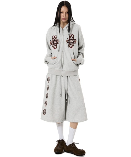 OY（オーワイ）の「『OY/オーワイ』CROSS WAFFLE HOODIE ZIP UP/クロスワッフルジップアップパーカー（パーカー・レディース・グレー/ブラック・L/M）」の12枚目の写真