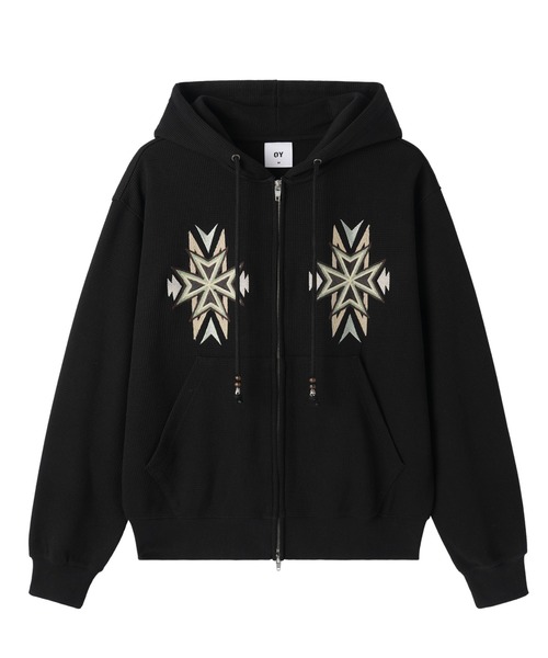 OY(オーワイ)の「『OY/オーワイ』CROSS WAFFLE HOODIE ZIP UP/クロスワッフルジップアップパーカー(パーカー・メンズ・グレー/ブラック・L/M)」の19枚目の写真
