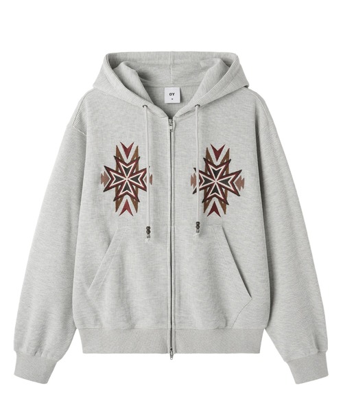 OY(オーワイ)の「『OY/オーワイ』CROSS WAFFLE HOODIE ZIP UP/クロスワッフルジップアップパーカー(パーカー・メンズ・グレー/ブラック・L/M)」の20枚目の写真